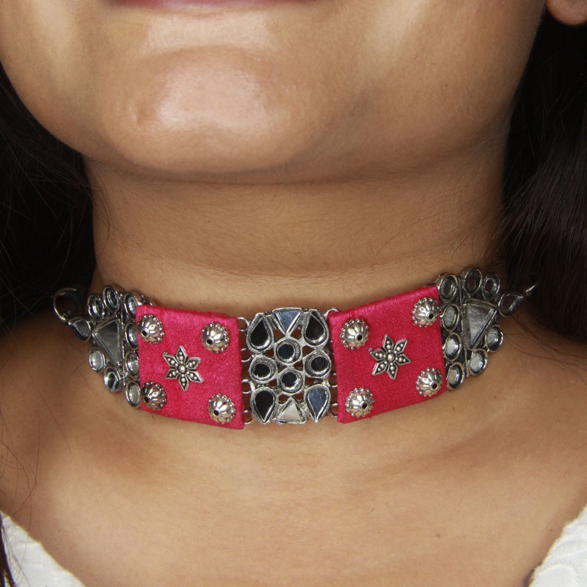 Hot Pink Mirror Choker